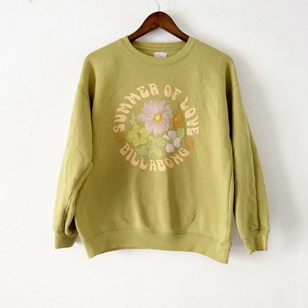 Billabong Summer of Love Sweatshirt Oversized Retro Boho Cozy Chic Lg Surfcore - Picture 2 of 15